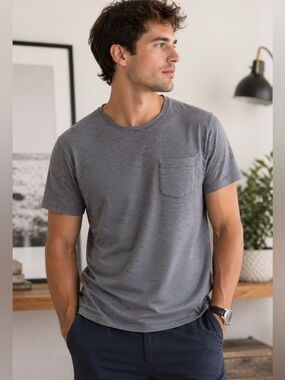 Bombas Pima Cotton Pocket Tee Medium Gray Stripe Unisex Soft Luxe